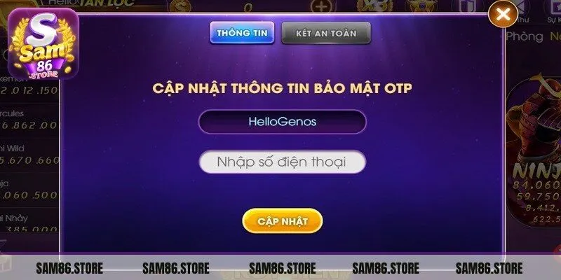Xác nhận hoàn tất đăng ký Sam86 sau khi cung cấp đủ thông tin